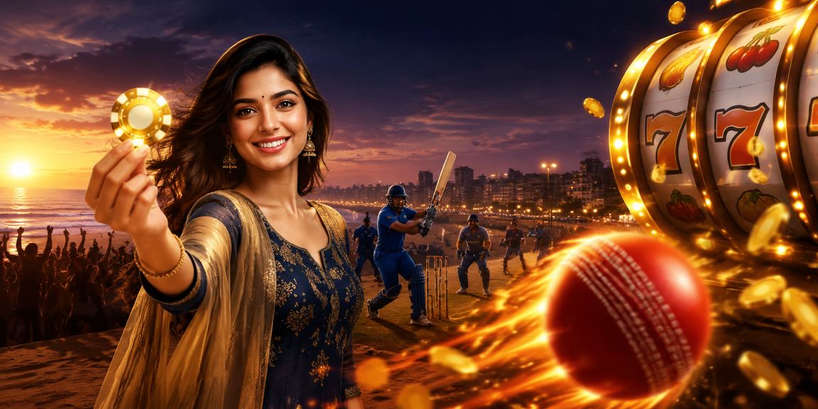 Chennai player enjoying slots on mobile near Marina Beach
