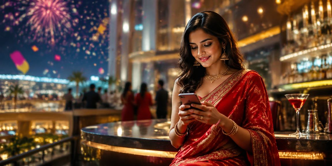 Indian woman enjoying mobile casino gaming with sm4450
